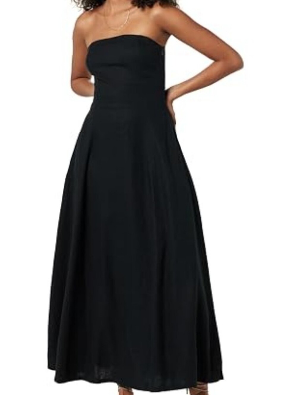 The Drop Women's Carlota Strapless Linen Maxi Dress In Black